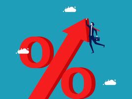businessman climbing on red arrow percent sign vector