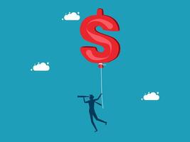 man holding a big dollar sign on a string vector