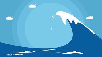 a wave crashing into the ocean with a white wave vector