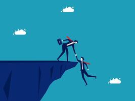 helping another sman to climb the cliff vector