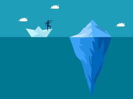 man on paper boat on iceberg vector