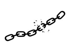 black and white drawing of a chain with a broken link vector