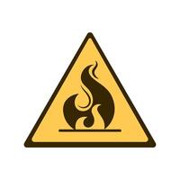 A warning sign with a fire in it vector