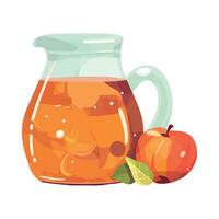 A pitcher of apple cider and an apple vector