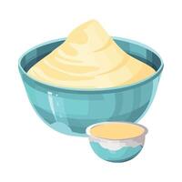 A bowl of cream and a bowl of butter vector