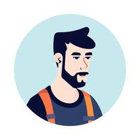 A man with a beard and a backpack vector