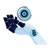 A robot hand holding a circular object vector