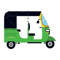 A green auto rickshaw with a black top vector