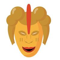 A cartoon mask with a red head and horns vector