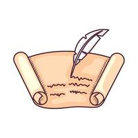 An old scroll with a quill and ink vector