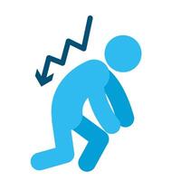 A man is falling down and has an arrow pointing down vector