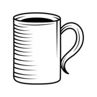 A black and white drawing of a mug vector