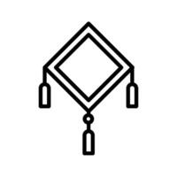 A black and white image of a square with a tassel vector