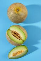 Top View Various Sliced and Shape Green Melon photo