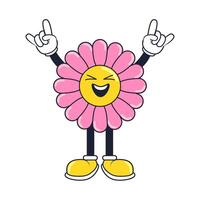 A cartoon flower character with two hands up vector