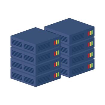 A stack of servers with colorful buttons vector