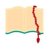 An open book with a rosary on it vector