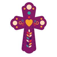 A cross with a colorful design on it vector