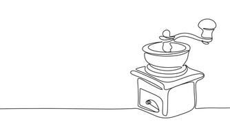 Coffee grinder one line continuous. Hand drawn art vector