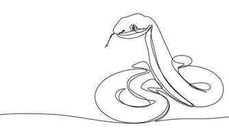 Snake one line continuous. Hand drawn art. vector
