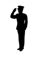 Silhouette of a soldier saluting on a white background vector