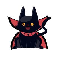 A black cat with red eyes and a red cape vector
