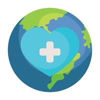 A globe with a cross on it and a white cross vector