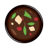 A bowl of soup with vegetables and meat vector