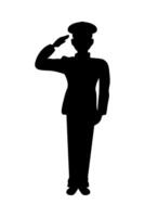A silhouette of a man in uniform saluting vector