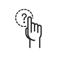 A hand pointing to a question mark icon vector