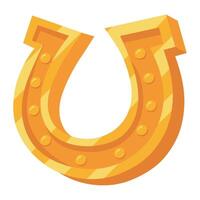 A cartoon horseshoe with a gold color vector