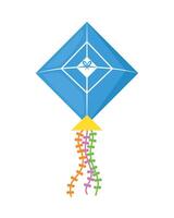 A kite with colorful string and a blue vector