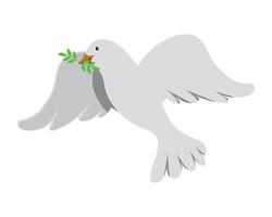 A white dove with an olive branch in its beak vector