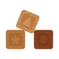 Wooden blocks with a star and a triangle vector