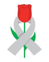 A red rose with a ribbon around it vector