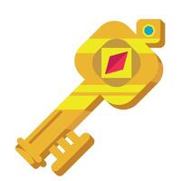 A yellow key with a red diamond on it vector