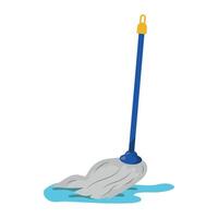 A mop with a blue handle and a yellow handle vector