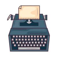 An old typewriter with a piece of paper on top vector