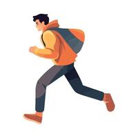 A man with a backpack is running vector