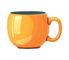 An orange mug with a green handle vector