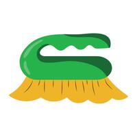 A green and yellow broom with a green handle vector