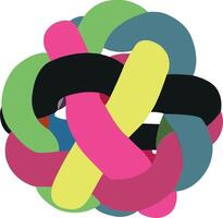Colorful intertwined shapes creating abstract design vector