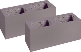 Two gray cinder blocks laying on white background vector