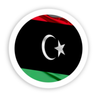 Libya Waving Flag with White Rounded Circle Frame png