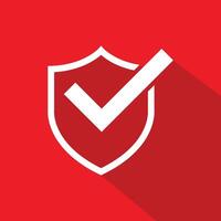 Red Color Right mark with Shield Design vector