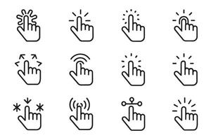 Hand click related editable icon set flat illustration on white background. vector