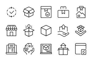 Package return related editable icon set flat illustration on white background vector