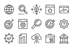 SEO Search Engine Optimization related editable icon set flat illustration on white background. vector