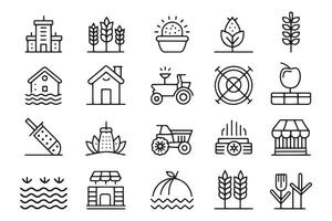 Harvest field related editable icon set flat illustration on white background. vector