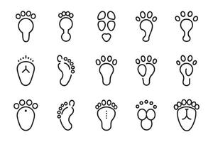 Footprint related editable icon set flat illustration on white background vector